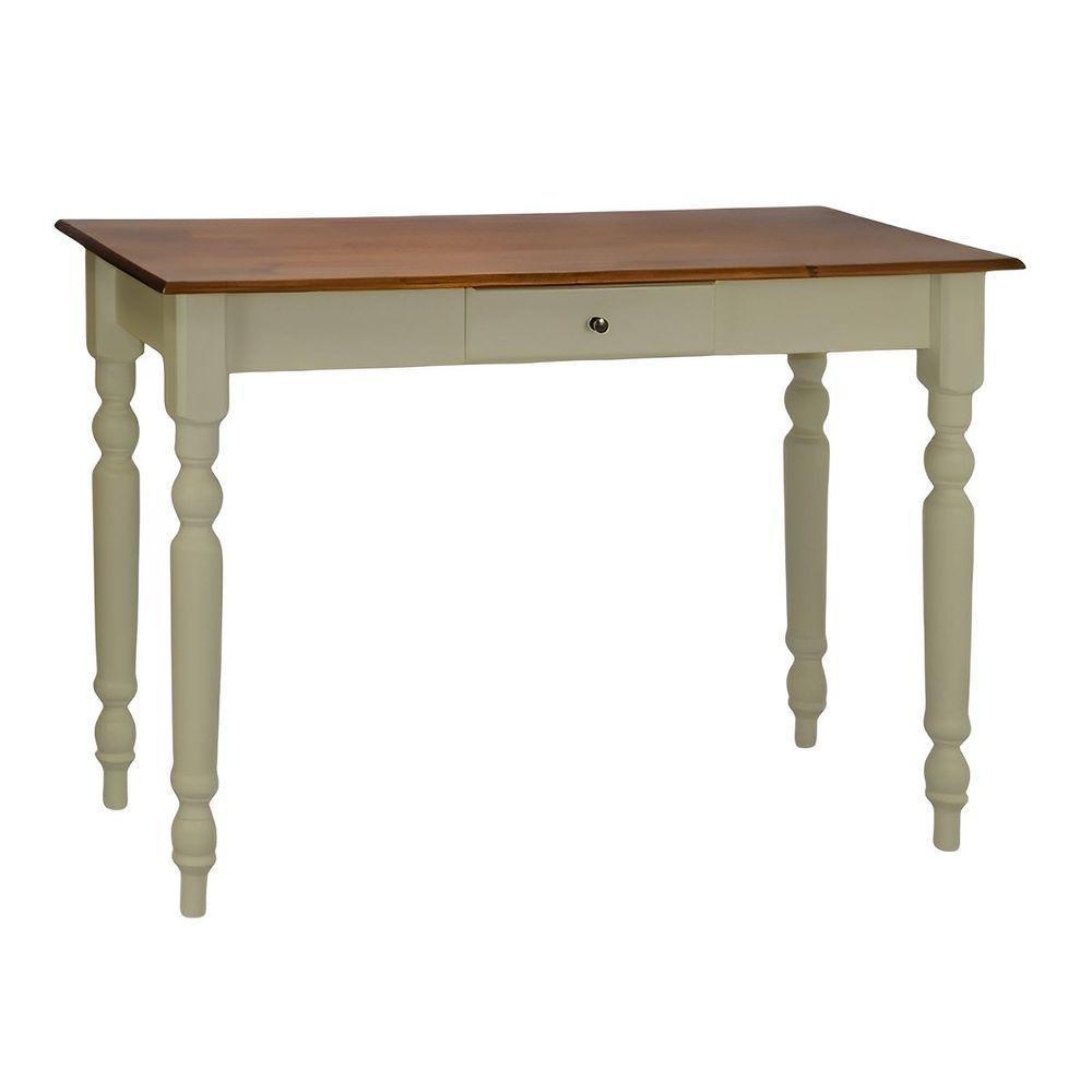 Aparador De Sala Ou Escrivaninha Rústico Madeira 1 Gavetas Com Pés Torneados - Verde Chá Laca Com Tampo Imbuia Glazer - 3