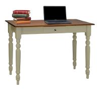 Aparador De Sala Ou Escrivaninha Rústico Madeira 1 Gavetas Com Pés Torneados - Verde Chá Laca Com Tampo Imbuia Glazer - 1