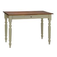 Aparador De Sala Ou Escrivaninha Rústico Madeira 1 Gavetas Com Pés Torneados - Verde Chá Laca Com Tampo Imbuia Glazer - 3