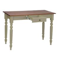 Aparador De Sala Ou Escrivaninha Rústico Madeira 1 Gavetas Com Pés Torneados - Verde Chá Laca Com Tampo Imbuia Glazer