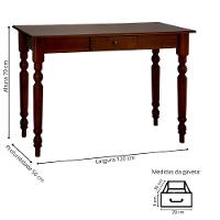 Aparador De Sala Ou Escrivaninha Rústico Madeira 1 Gavetas Com Pés Torneados - Castanho Envelhecido - 5