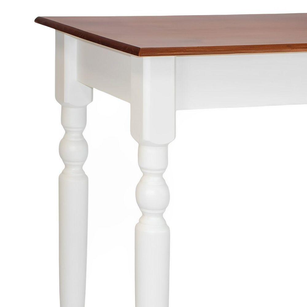 Aparador De Sala Ou Escrivaninha Rústico Madeira 1 Gavetas Com Pés Torneados - Branco Laca Com Tampo Imbuia Glazer - 4