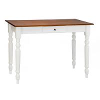 Aparador De Sala Ou Escrivaninha Rústico Madeira 1 Gavetas Com Pés Torneados - Branco Laca Com Tampo Imbuia Glazer - 1