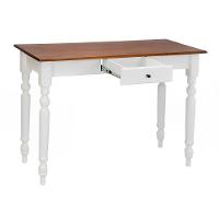 Aparador De Sala Ou Escrivaninha Rústico Madeira 1 Gavetas Com Pés Torneados - Branco Laca Com Tampo Imbuia Glazer - 3