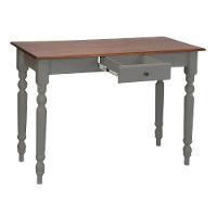 Aparador De Sala Ou Escrivaninha Rústico Madeira 1 Gavetas Com Pés Torneados - Cinza Laca Com Tampo Imbuia Glazer