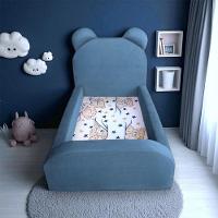 Cama Montessoriana Juvenil Menino Confortável Soft Com Colchão Azul - 1