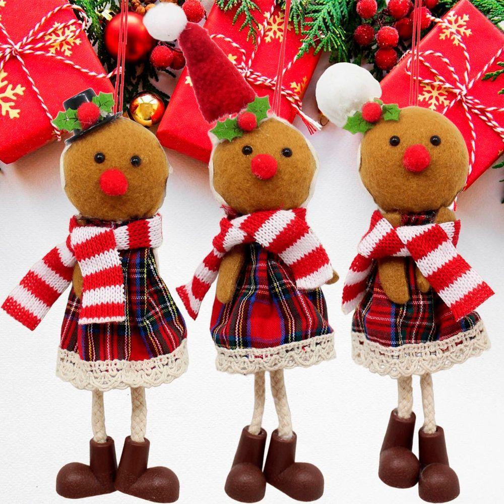 Kit 12 Pendentes Biscoito Xadrez Decoração árvore Natal 17cm - 2