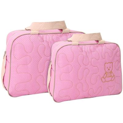 Kit Bolsas Maternidade Ursinho Bordado Baby Rosa