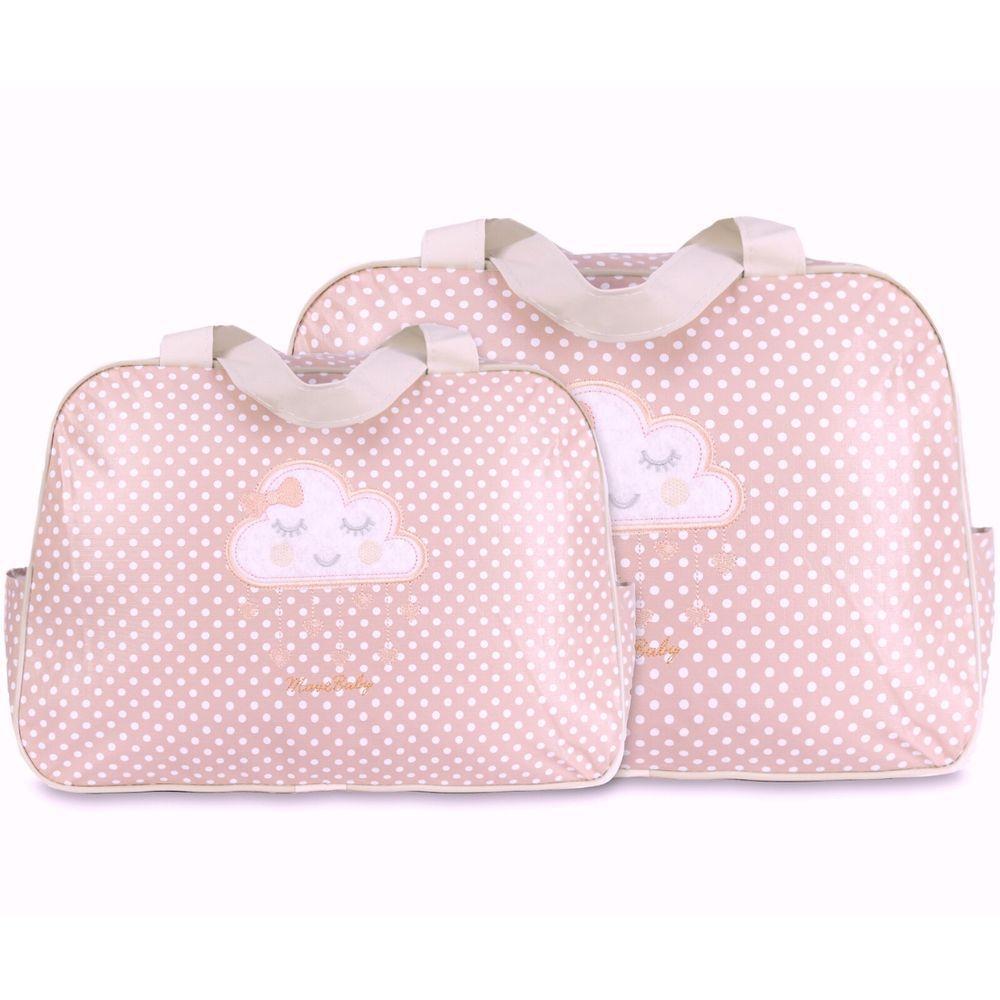 Kit Bolsas Maternidade Nuvem Bolinhas Baby Bege - 1