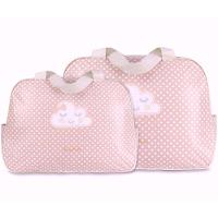 Kit Bolsas Maternidade Nuvem Bolinhas Baby Bege - 1