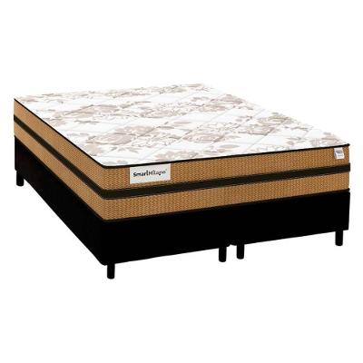 Conjunto Box Queen: Colchão Molas Plumatex Masterpocket Ensacadas Smart Milano + Base Crc Courano Black(158x198)