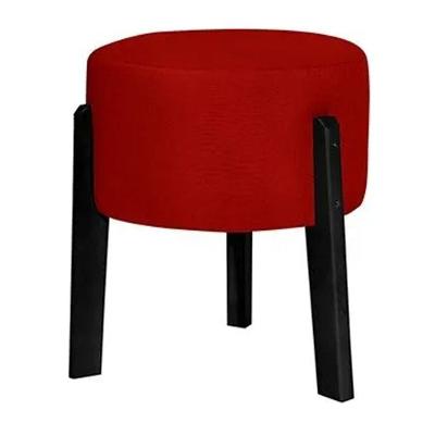 Puff Redondo Thor Pé Quadrado Pequeno Vermelho