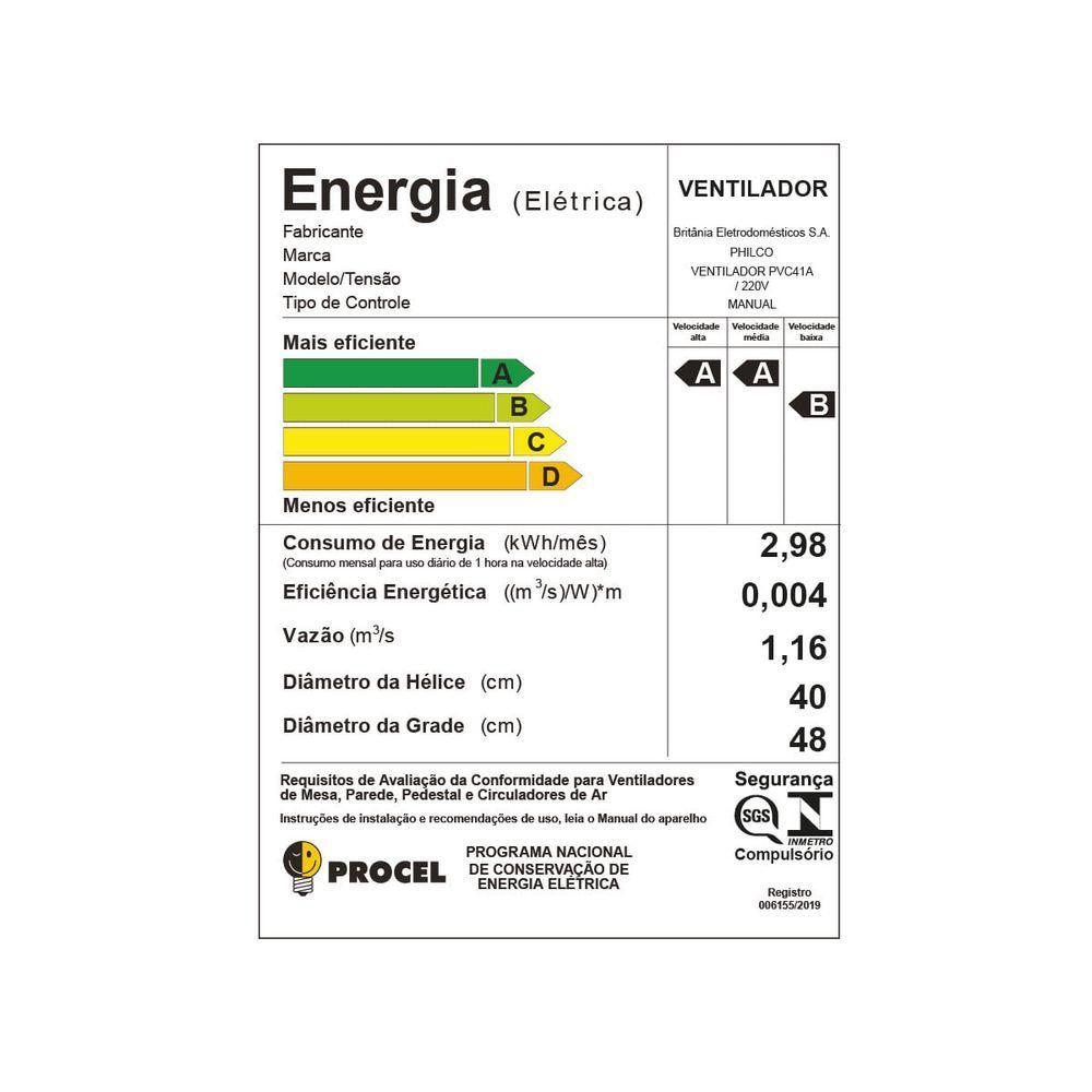 Ventilador De Coluna Philco 6 Pás 175W PVC41A 220V - 6