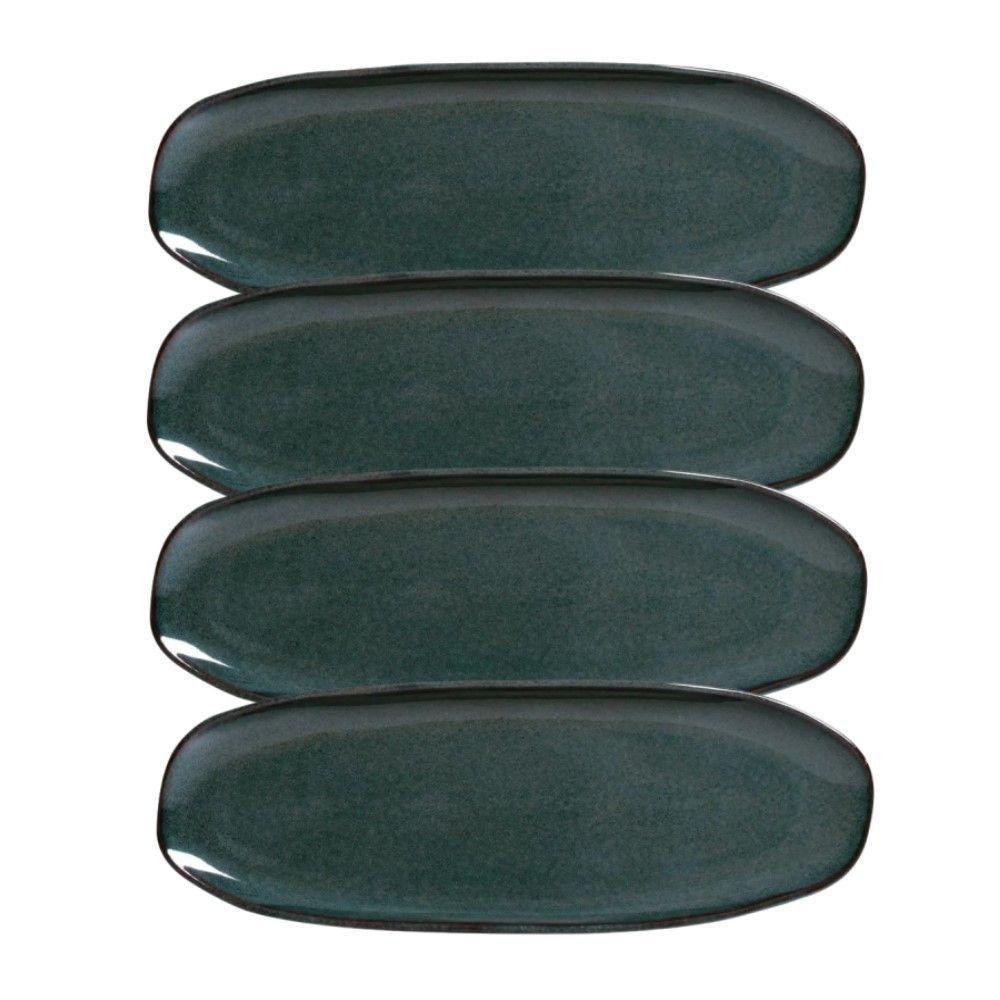 Conjunto Com 04 Travessas Oval Rasa Grande 36x13 Cm Orgânico Oceano Porto Brasil - 1