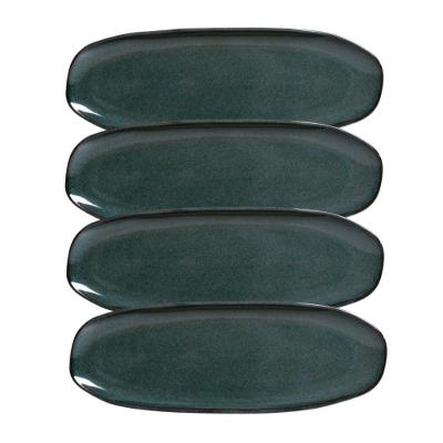 Conjunto Com 04 Travessas Oval Rasa Grande 36x13 Cm Orgânico Oceano Porto Brasil