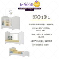 Berço Americano 3 Em 1 Com Colchão Incluso Nuvem Multimóveis Mp4385 Branco - 6