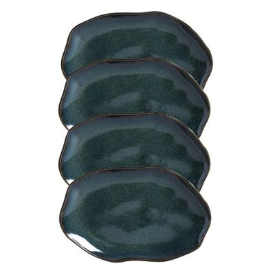 Conjunto com 4 Travessas Oval Rasa Média 30x20cm Orgânico Oceano Cerâmica Stoneware Porto Brasil