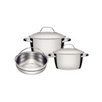 Jogo De Panelas Tramontina Allegra Em Aço Inox Com Fundo Triplo 3 Peças - 1