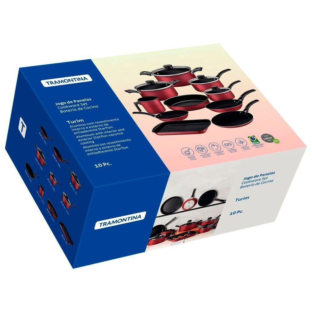 Jogo De Panelas Tramontina 10 Peças Alumínio Vermelho - 5