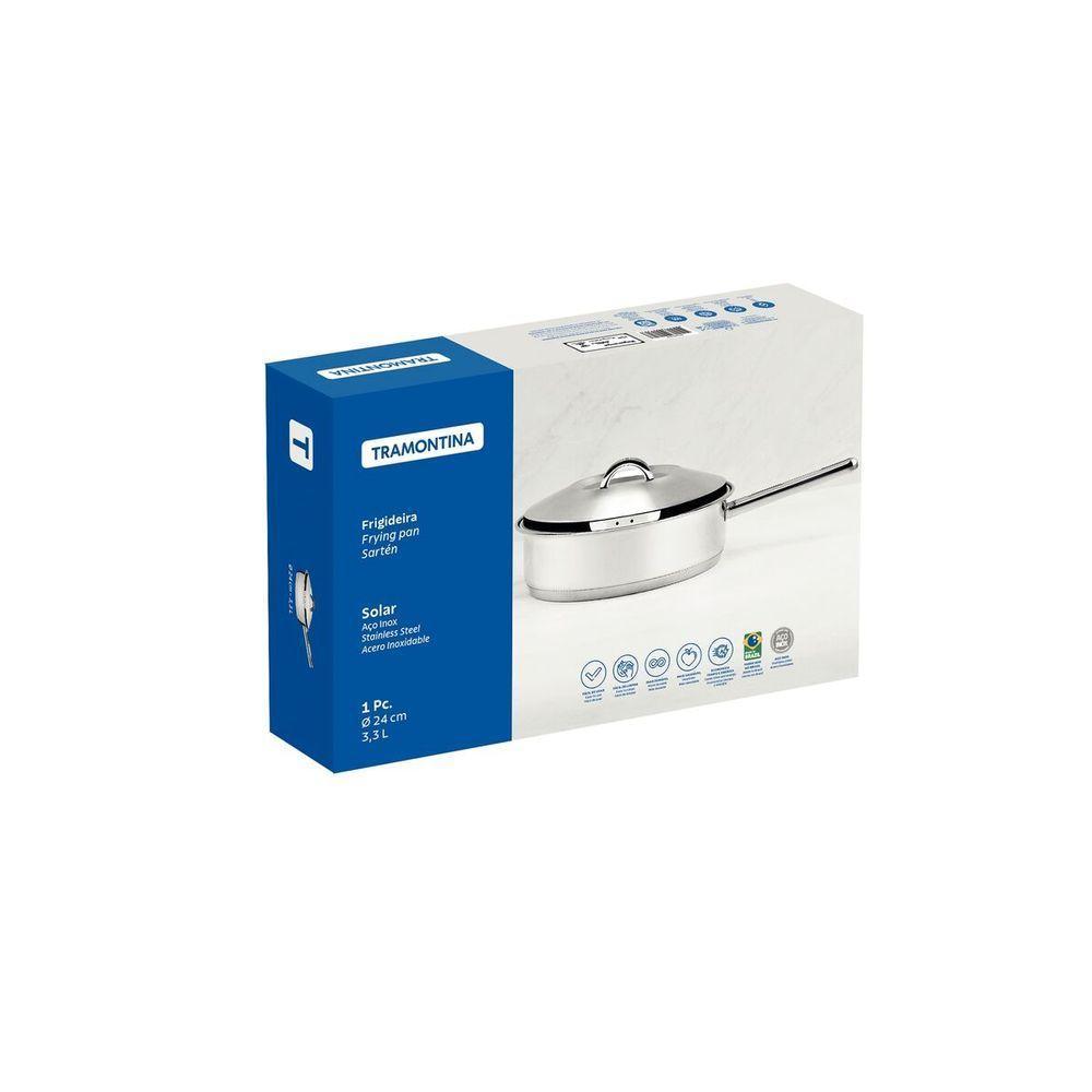 Frigideira Tramontina Solar Em Aço Inox Fundo Triplo Com Tampa E Cabo 24 Cm 3,3 L - 4