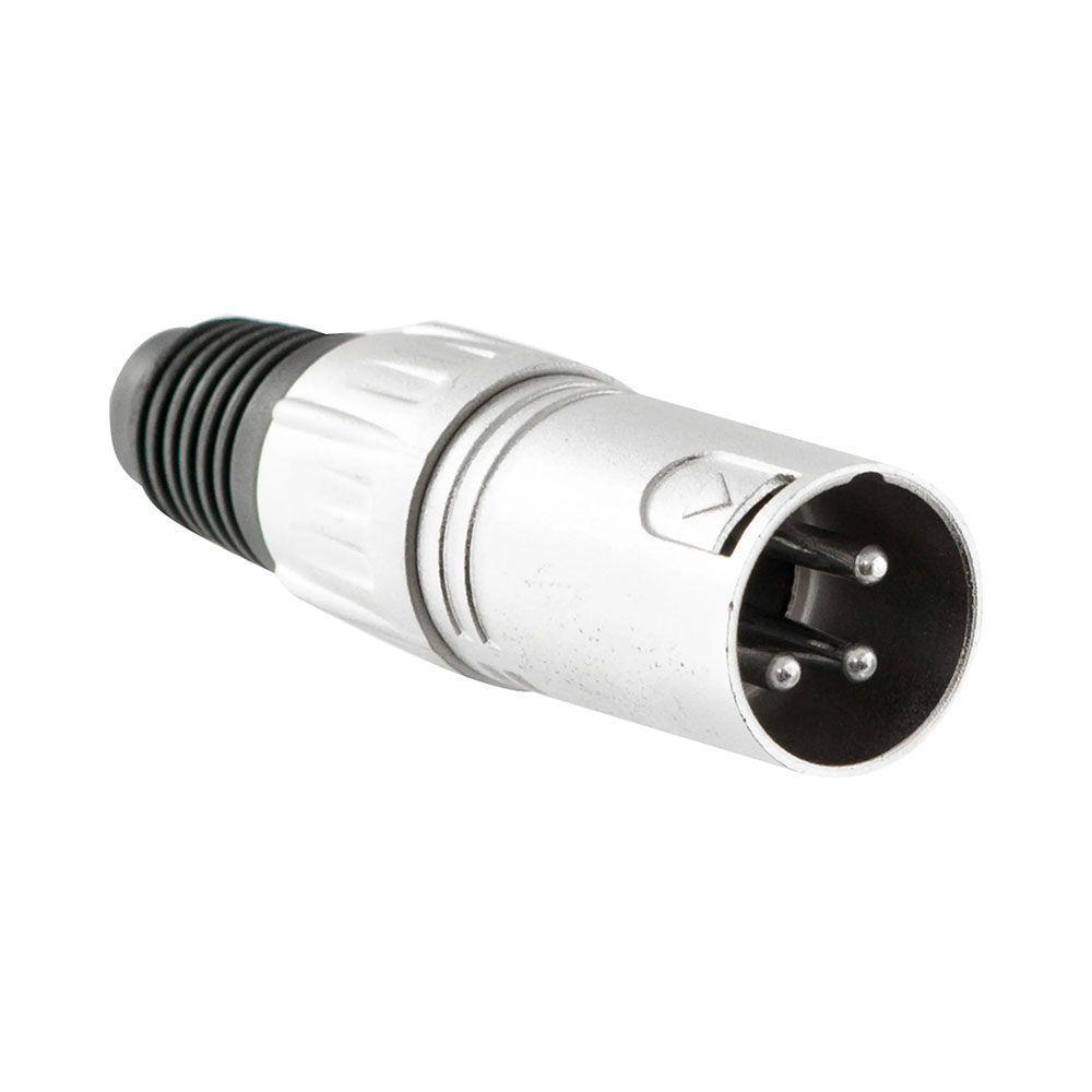 Conector Xlr Hx001m Macho 3 Pólos Niquelado Prata - Ac3084u - 1