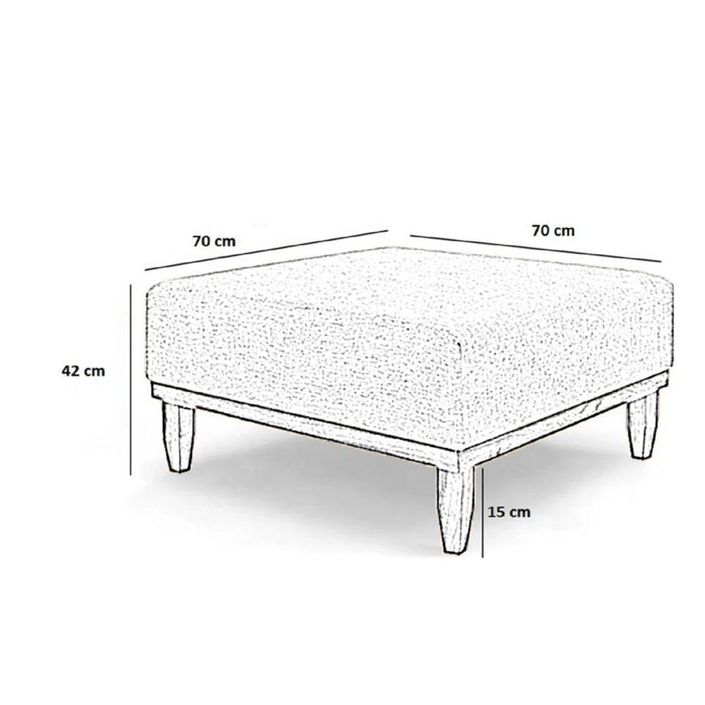 Puff Luxo Corino Retangular Base Mesa Madeira Lar & Estilo Azul - 4