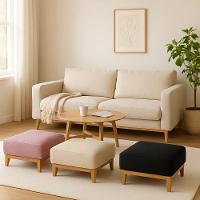 Puff Luxo Corino Retangular Base Mesa Madeira Lar & Estilo Azul - 2