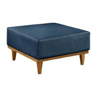 Puff Luxo Corino Retangular Base Mesa Madeira Lar & Estilo Azul - 3