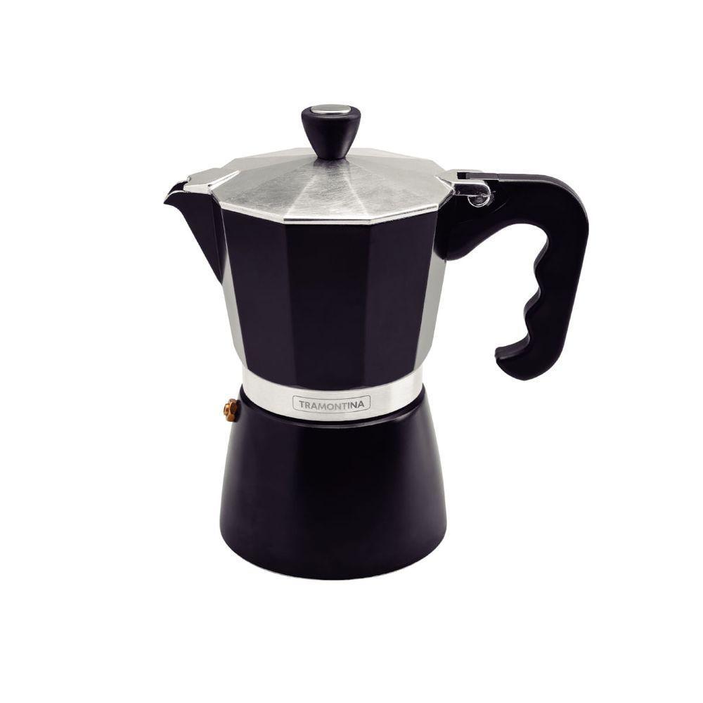 Cafeteira Expresso Italiana Tramontina Em Alumínio Preto Com Cabo Em Nylon 320 Ml - 1