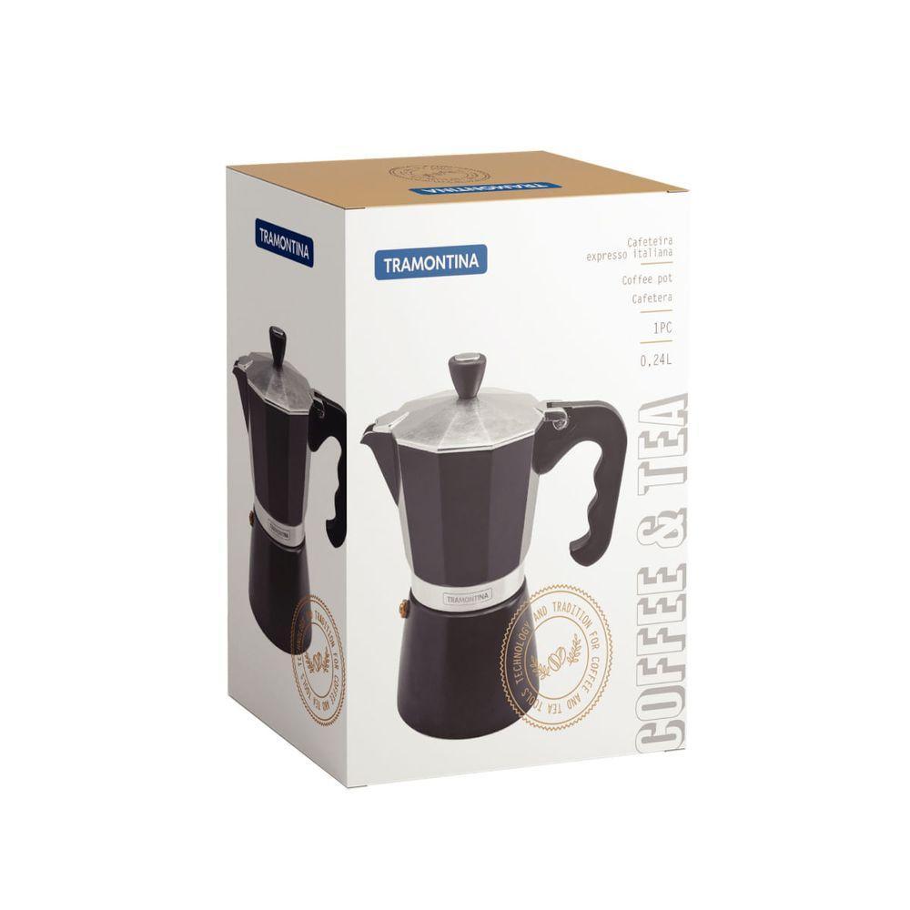 Cafeteira Expresso Italiana Tramontina Em Alumínio Preto Com Cabo Em Nylon 320 Ml - 3