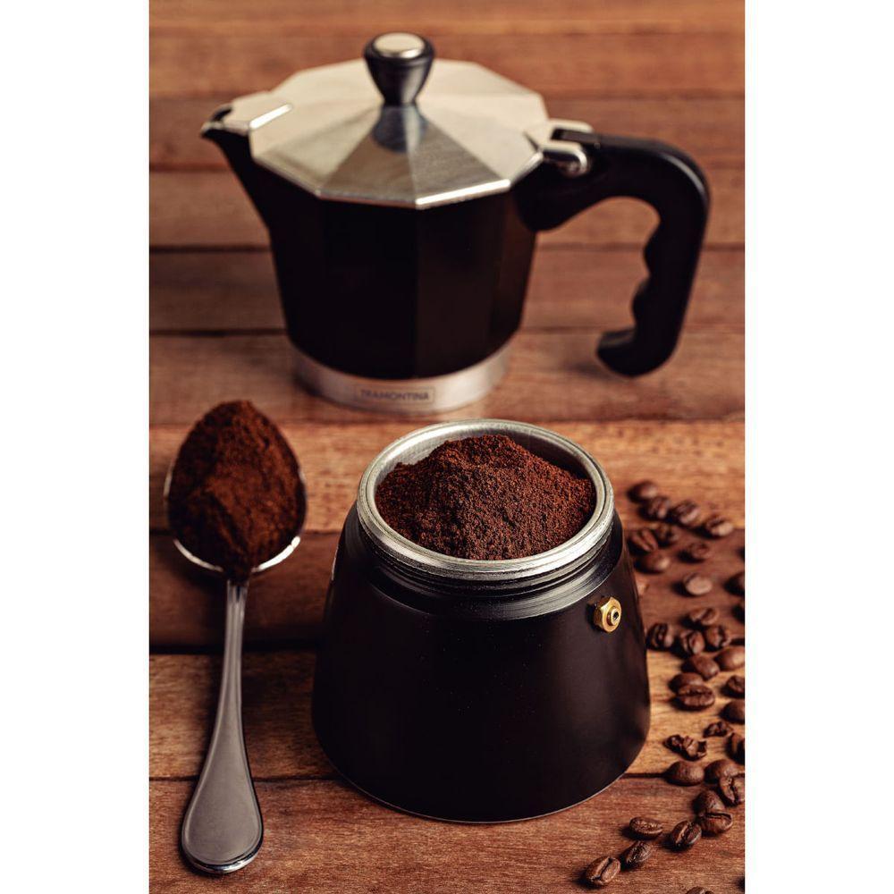 Cafeteira Expresso Italiana Tramontina Em Alumínio Preto Com Cabo Em Nylon 320 Ml - 6
