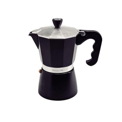 Cafeteira Expresso Italiana Tramontina Em Alumínio Preto Com Cabo Em Nylon 320 Ml