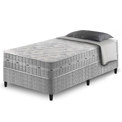 Conjunto Cama Box Solteiro Zidi Alabama 88x188 Mola Ensacada Cinza Solteiro
