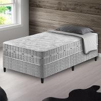 Conjunto Cama Box Solteiro Zidi Alabama 88x188 Mola Ensacada Cinza Solteiro - 2