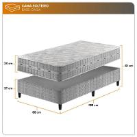 Conjunto Cama Box Solteiro Zidi Alabama 88x188 Mola Ensacada Cinza Solteiro - 3