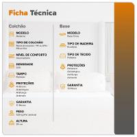 Conjunto Cama Box Solteiro Zidi Alabama 88x188 Mola Ensacada Cinza Solteiro