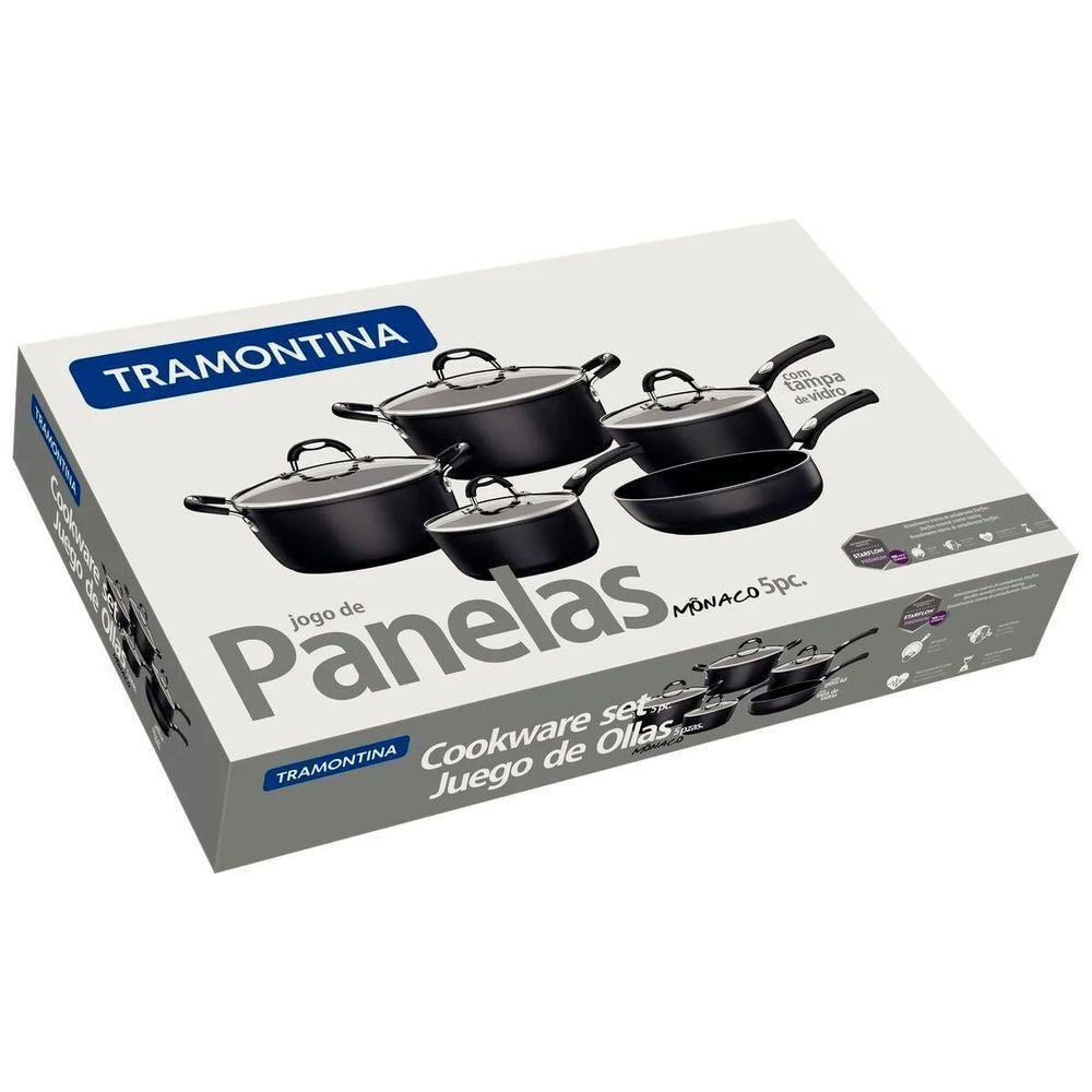 Jogo De Panelas Tramontina Mônaco Em Alumínio Starflon Premium Preto 05 Peças - 6