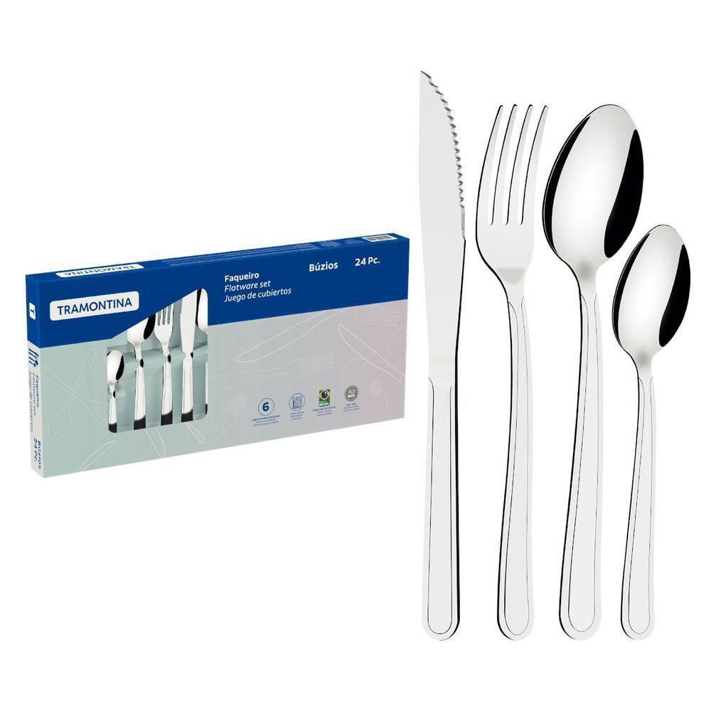 Faqueiro Tramontina Búzios Cem Aço Inox Com Detalhe 24 Peças - 2