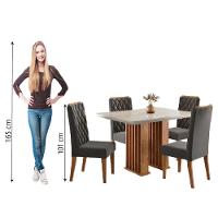 Conjunto De Mesa Sala De Jantar Tampo Com Vidro Mond 1,20m 4 Cadeiras Bele Veludo Viero Madeirado / Cinza - 7