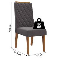 Conjunto De Mesa Sala De Jantar Redonda 0,90m 4 Cadeiras Fin Veludo Viero Off White / Cinza