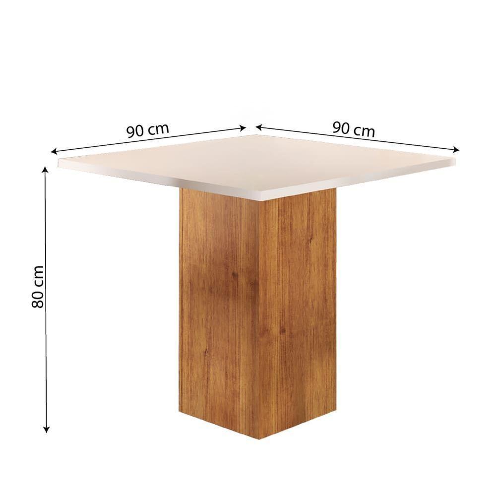 Conjunto De Mesa Sala De Jantar Lord Quadrada 0,90m 4 Cadeiras Veludo Viero Madeirado - 3