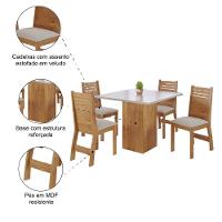 Conjunto De Mesa Sala De Jantar Lord Quadrada 0,90m 4 Cadeiras Veludo Viero Madeirado - 6