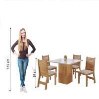 Conjunto De Mesa Sala De Jantar Lord Quadrada 0,90m 4 Cadeiras Veludo Viero Madeirado - 7