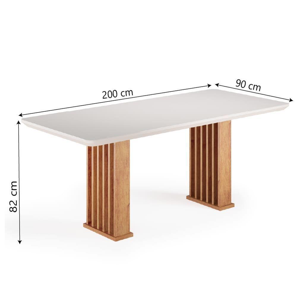 Conjunto De Mesa Sala De Jantar Tampo Com Vidro Mond 2m 8 Cadeiras Bele Veludo Viero Madeirado / Cinza - 3