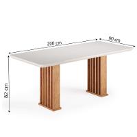 Conjunto De Mesa Sala De Jantar Tampo Com Vidro Mond 2m 8 Cadeiras Bele Veludo Viero Madeirado / Cinza - 3