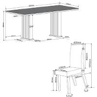 Conjunto De Mesa Sala De Jantar Tampo Com Vidro Mond 2m 8 Cadeiras Bele Veludo Viero Madeirado / Cinza - 5