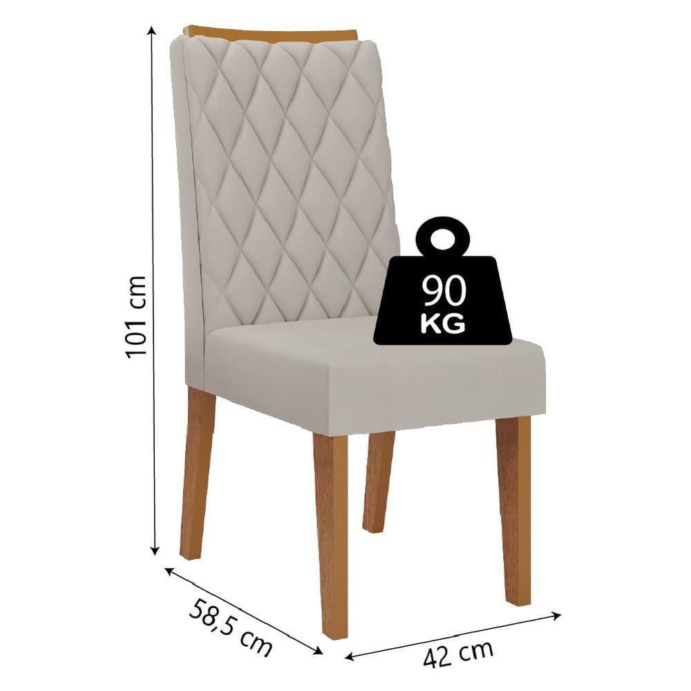 Conjunto De Mesa Sala De Jantar Tampo Com Vidro Mond 1,20m 4 Cadeiras Bele Veludo Viero Madeirado - 7