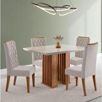 Conjunto De Mesa Sala De Jantar Tampo Com Vidro Mond 1,20m 4 Cadeiras Bele Veludo Viero Madeirado - 2