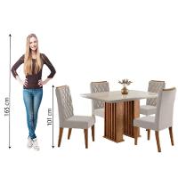 Conjunto De Mesa Sala De Jantar Tampo Com Vidro Mond 1,20m 4 Cadeiras Bele Veludo Viero Madeirado - 3