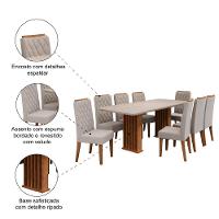 Conjunto De Mesa Sala De Jantar Tampo Com Vidro Mond 2m 8 Cadeiras Bele Veludo Viero Madeirado - 6